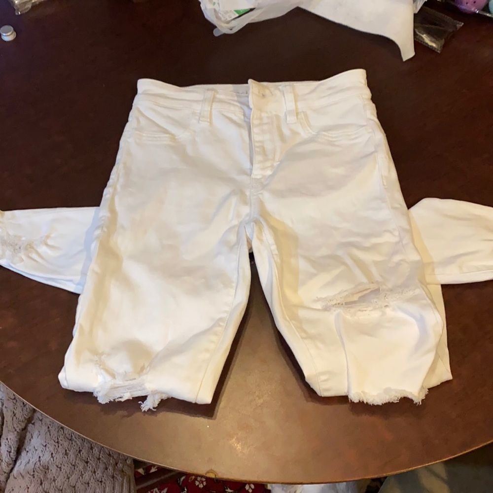 White ripped jeans